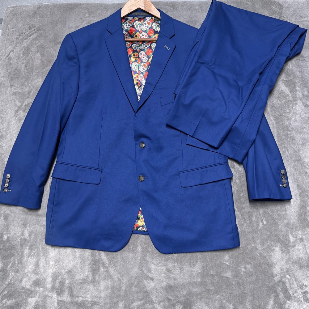 Indochino Custom Suit Mens 46R 43x27  Wool Cashmere Skull Bespoke Luxury Wedding
